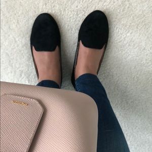Size 6.5 Black Suede J. Crew Smoking Flats